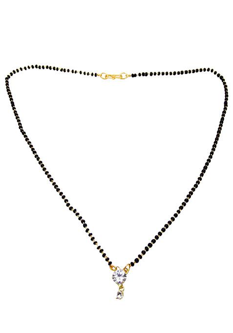 Gold Plated Solitaire Round American Diamond Mangalsutra