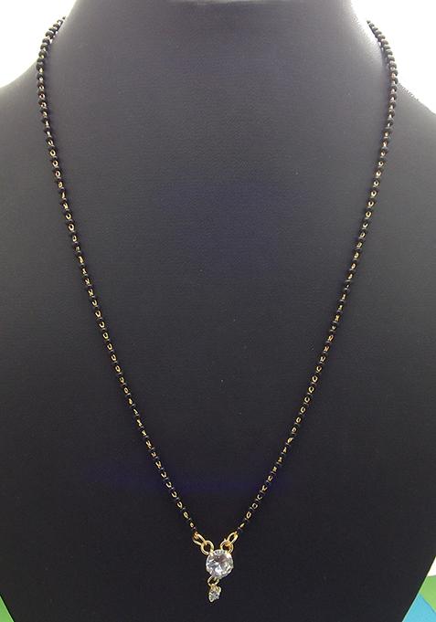 Gold Plated Solitaire Round American Diamond Mangalsutra