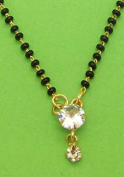 Gold Plated Solitaire Round American Diamond Mangalsutra