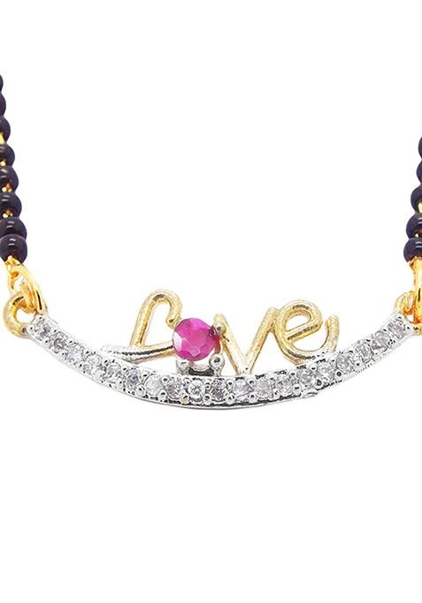 Gold Plated American Diamond Love Ruby Design Mangalsutra