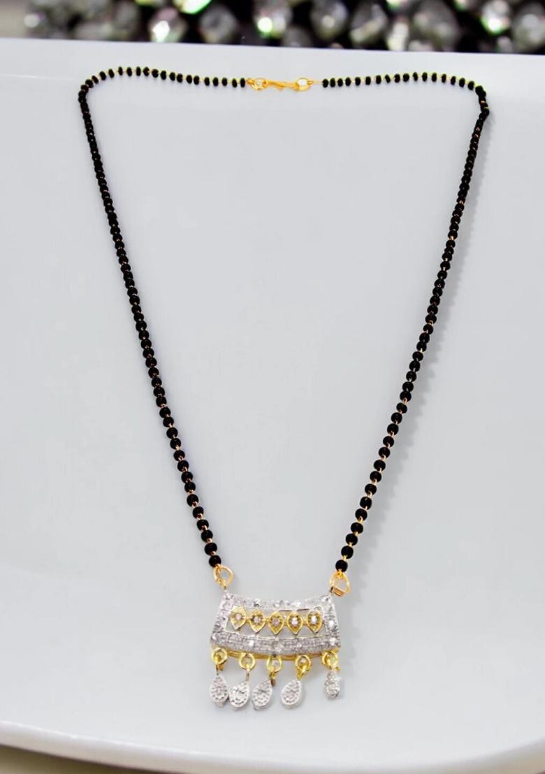 Gold Plated American Diamond Drop Dangle Mangalsutra