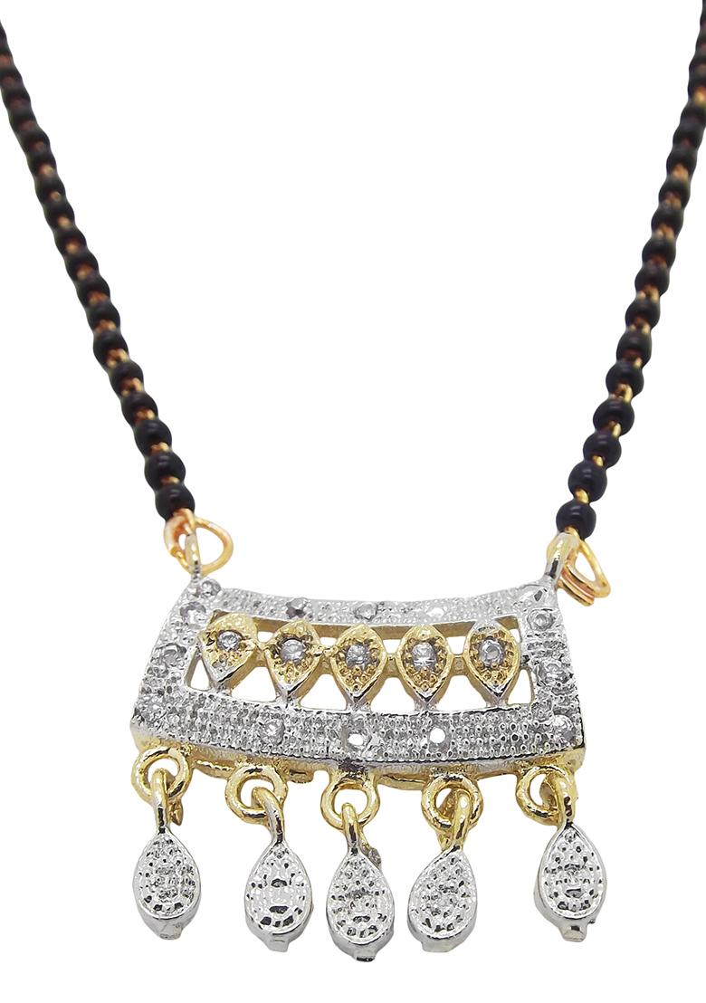 Gold Plated American Diamond Drop Dangle Mangalsutra