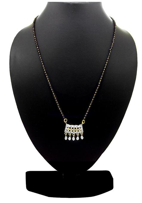 Gold Plated American Diamond Drop Dangle Mangalsutra