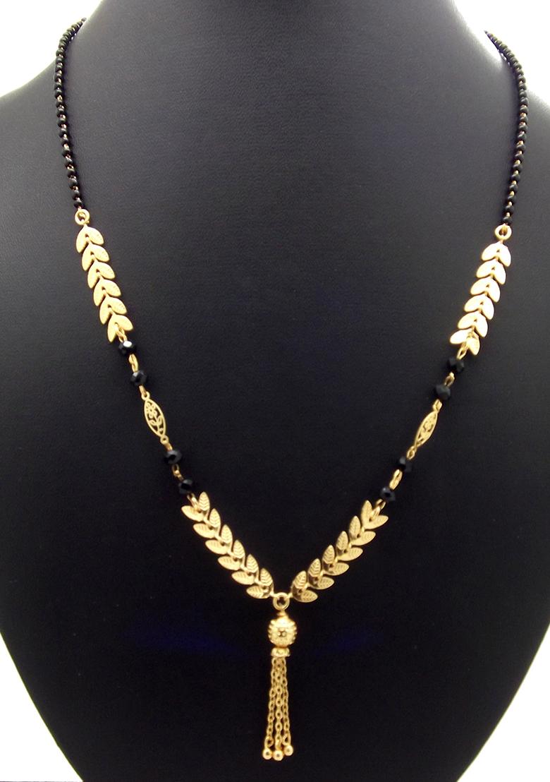 Gold Plated Leaf Pattern Chain With Pendant Mangalsutra