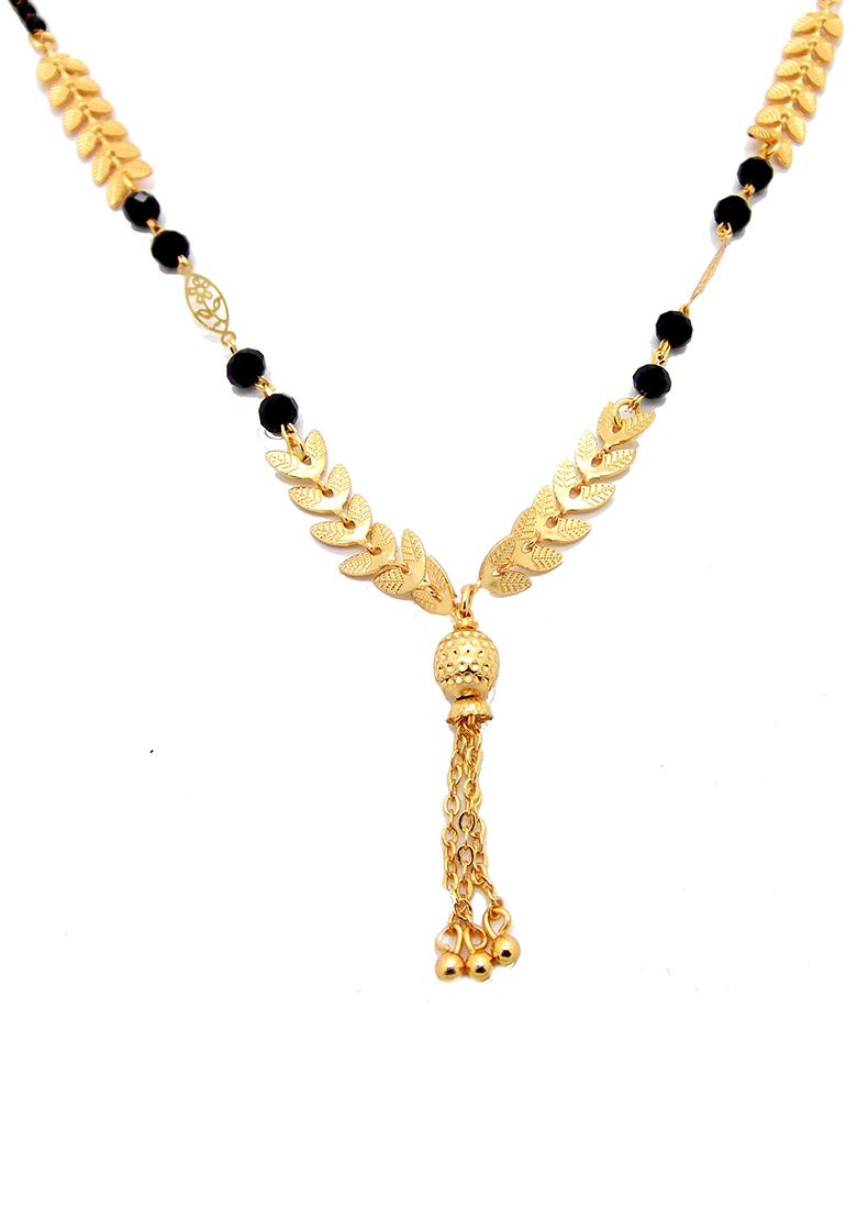 Gold Plated Leaf Pattern Chain With Pendant Mangalsutra