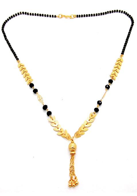 Gold Plated Leaf Pattern Chain With Pendant Mangalsutra