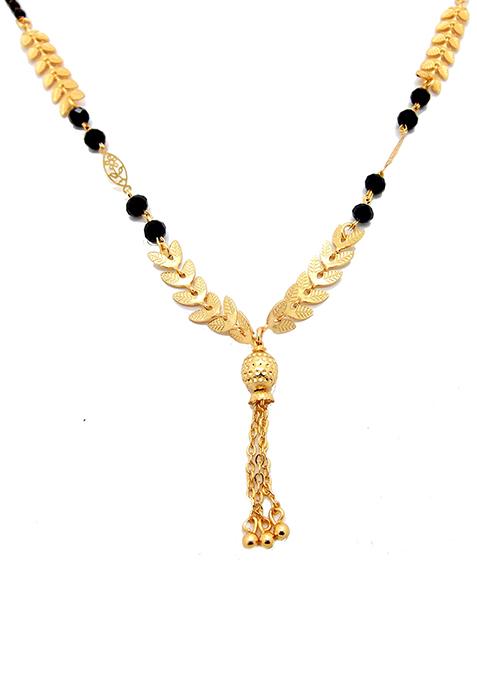 Gold Plated Leaf Pattern Chain With Pendant Mangalsutra