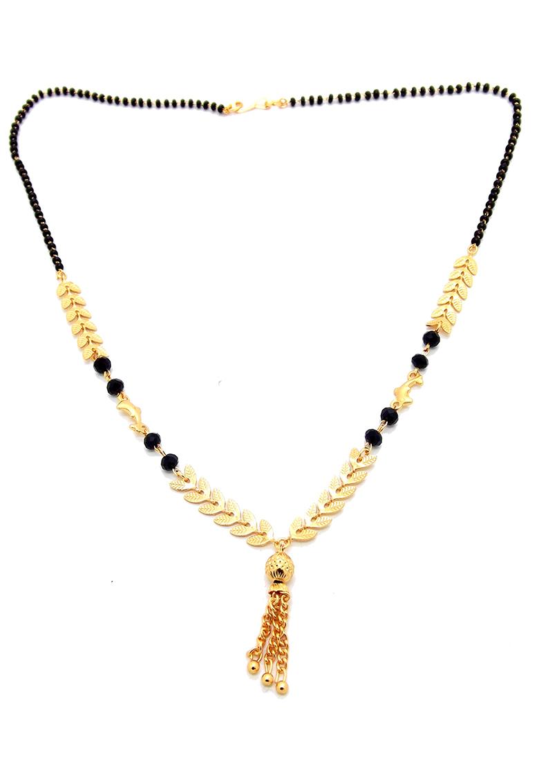 Gold Plated Leaf Pattern Chain With Pendant Mangalsutra
