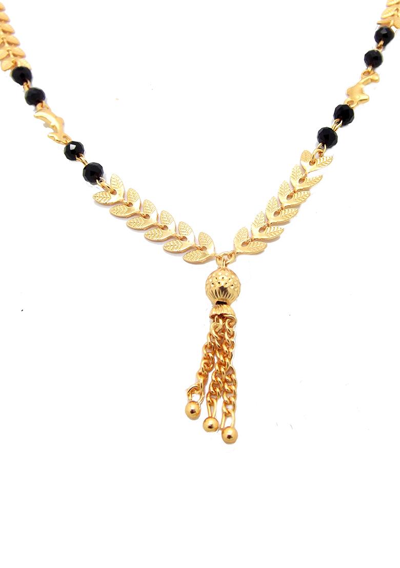 Gold Plated Leaf Pattern Chain With Pendant Mangalsutra