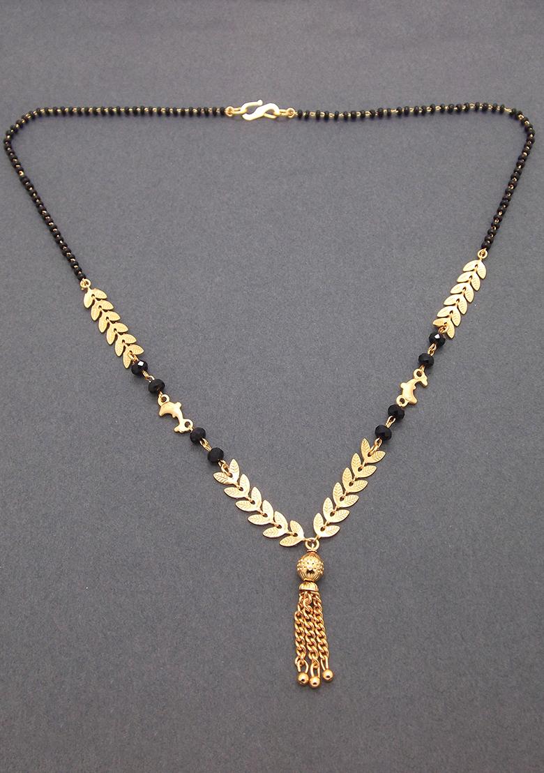 Gold Plated Leaf Pattern Chain With Pendant Mangalsutra