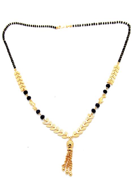 Gold Plated Leaf Pattern Chain With Pendant Mangalsutra