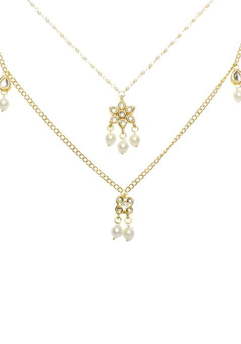 White Multilayered Kundan Embellished Necklace