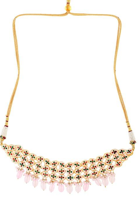 Pink Gold Tone Kundan Choker Necklace