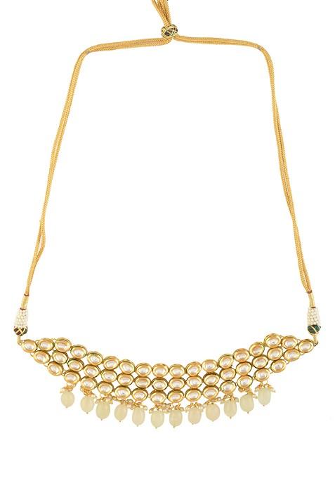 Silver Ivory Bead Handcrafted Kundan Choker Necklace