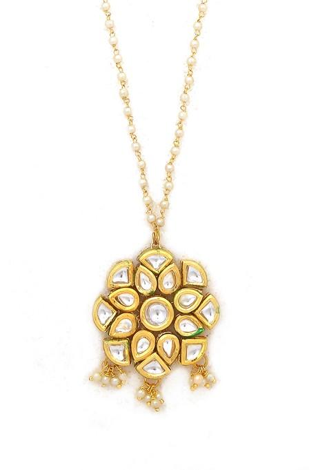 White Gold Tone Kundan Necklace