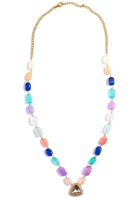 White Multicolor Kundan Polki Necklace