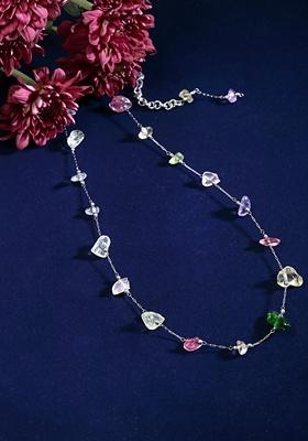 Purple And Pink Silver Plated Pearl Natural Stone String Necklaces