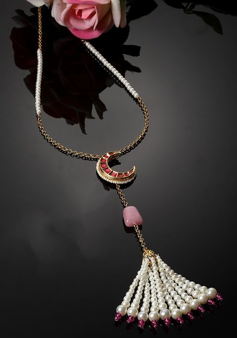 Red And Pink Gold Plated Pearl Natural Stone Haar Necklaces