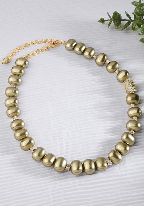 Gold Plated Metallic Pearl Grace Necklace