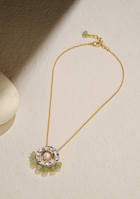 Gold Plated Polki Bloom Charm Necklace