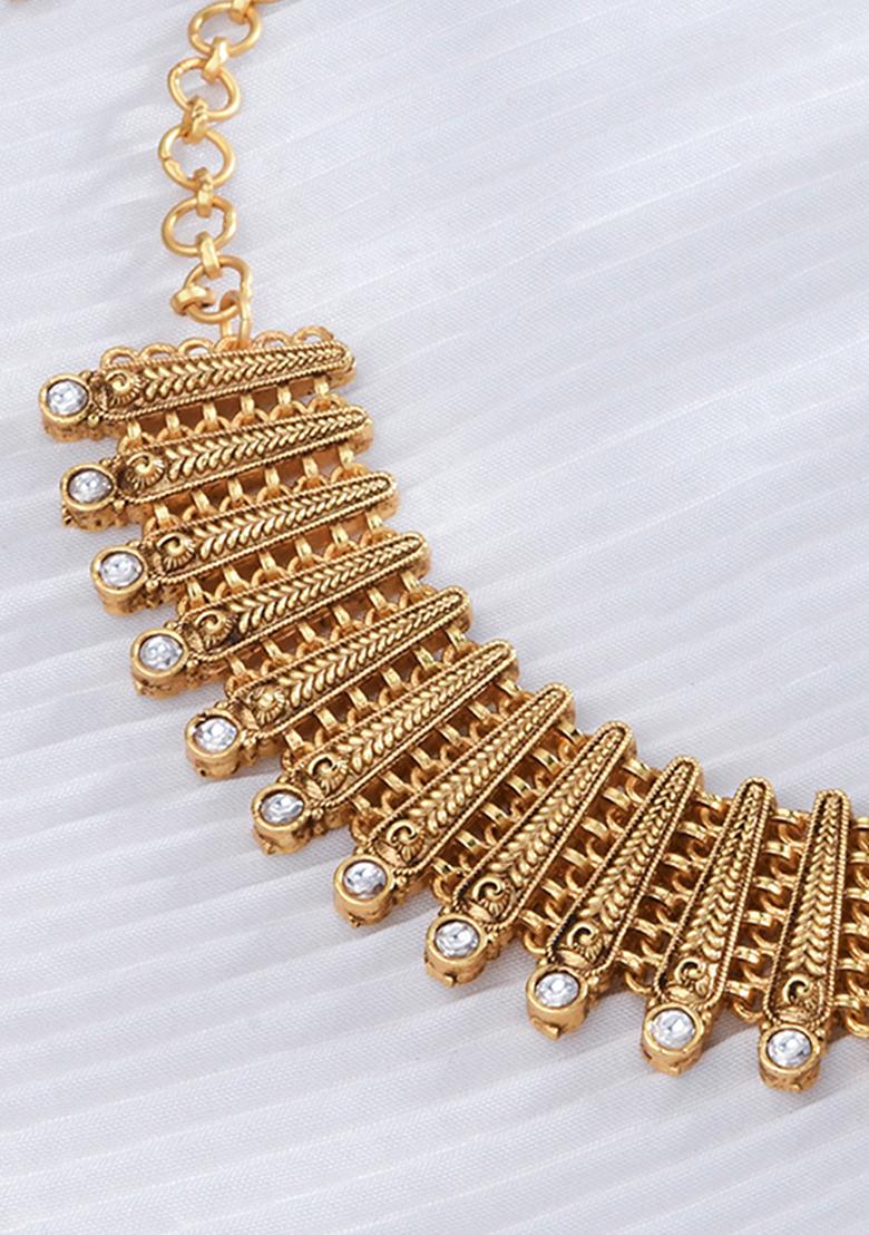 Gold Plated Golden Spread Necklace - Indya