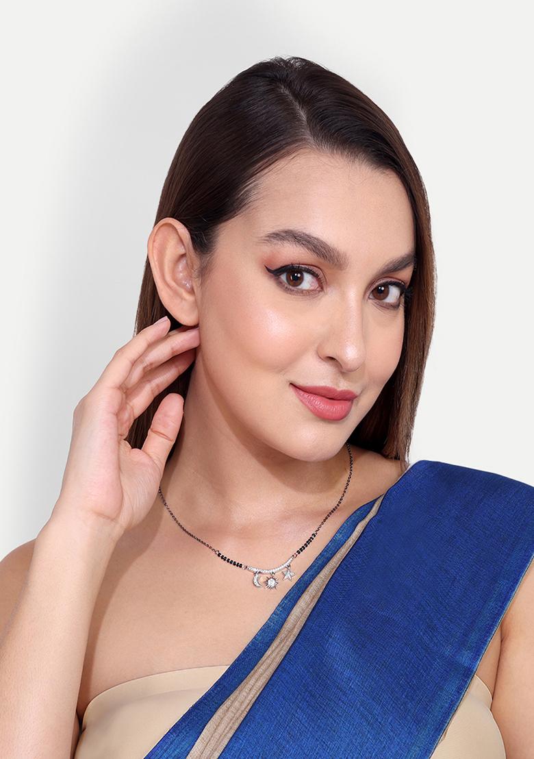 Silver Plated Cubic Zircon American Diamond Mangalsutra