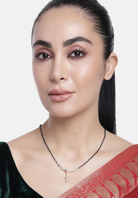 Silver Plated Cubic Zircon American Diamond Mangalsutra