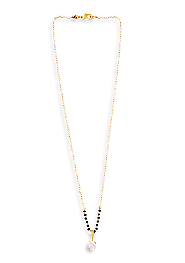 Gold Plated Cubic Zircon American Diamond Mangalsutra - Indya