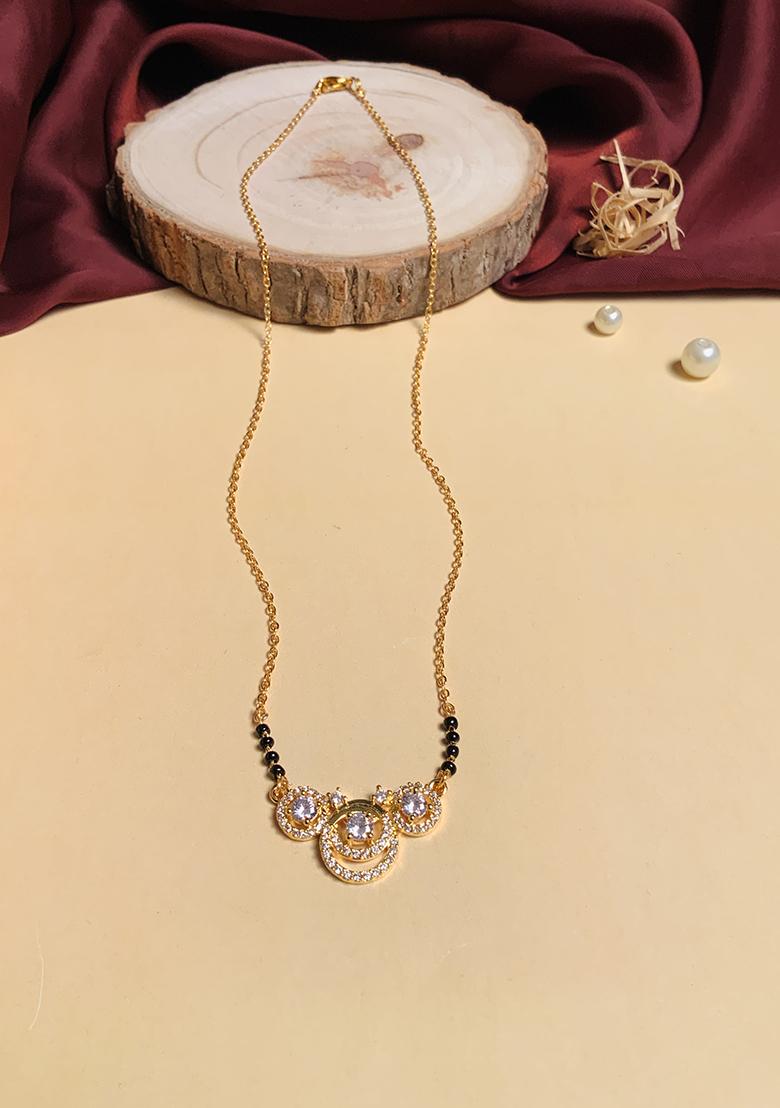 Gold Plated Cubic Zircon American Diamond Mangalsutra - Indya