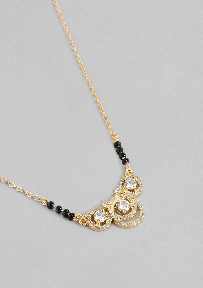Gold Plated Cubic Zircon American Diamond Mangalsutra - Indya