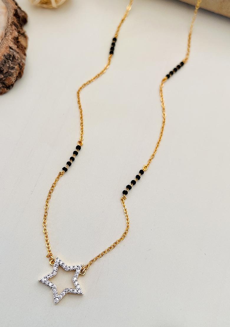 Gold Plated Cubic Zircon American Diamond Mangalsutra - Indya