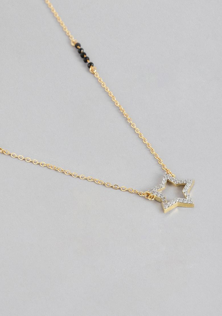 Gold Plated Cubic Zircon American Diamond Mangalsutra - Indya