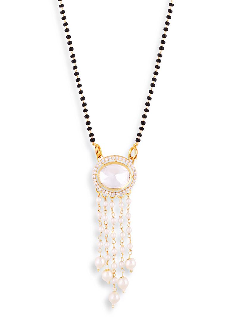 Gold Plated Cubic Zircon American Diamond Mangalsutra - Indya