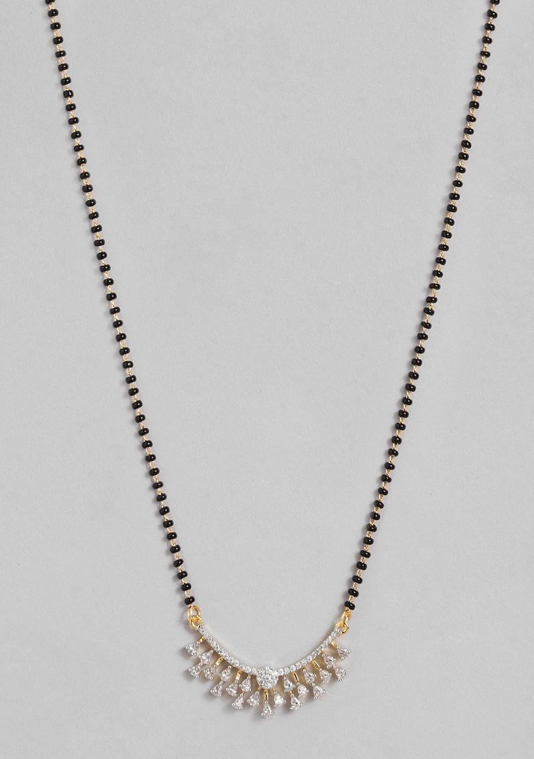 Gold Plated Cubic Zircon American Diamond Mangalsutra - Indya