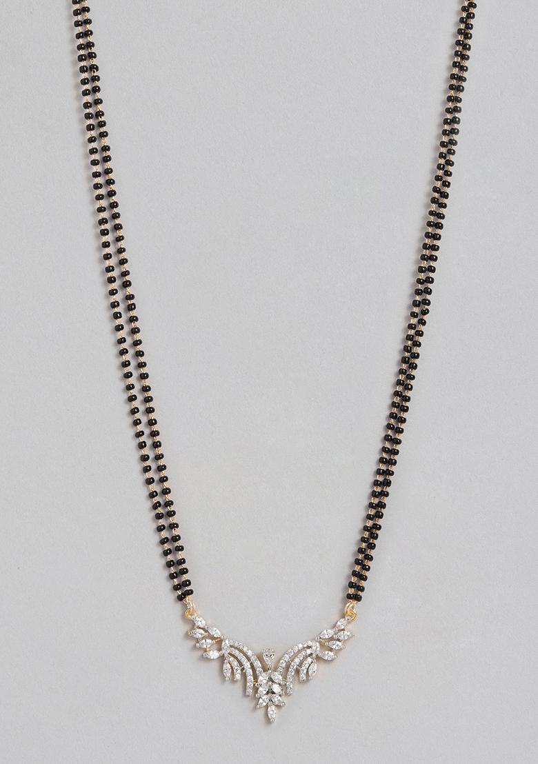 Gold Plated Cubic Zircon American Diamond Mangalsutra - Indya