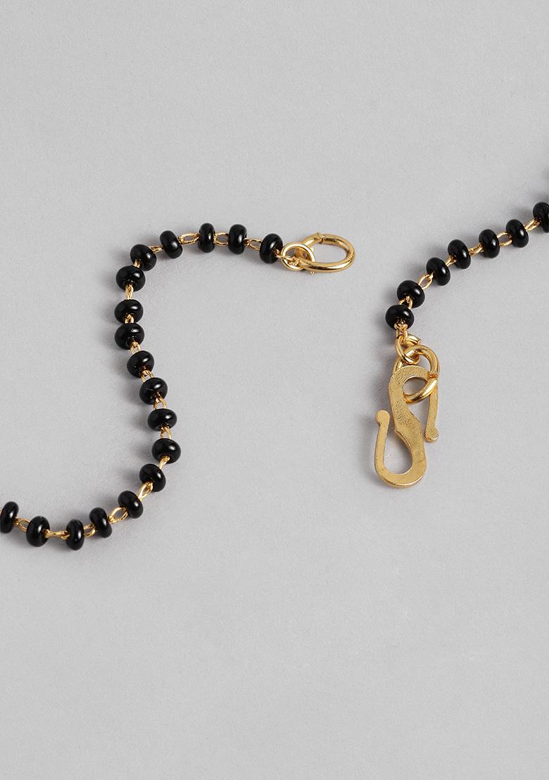 Gold Plated Cubic Zircon American Diamond Mangalsutra Earrings Set - Indya