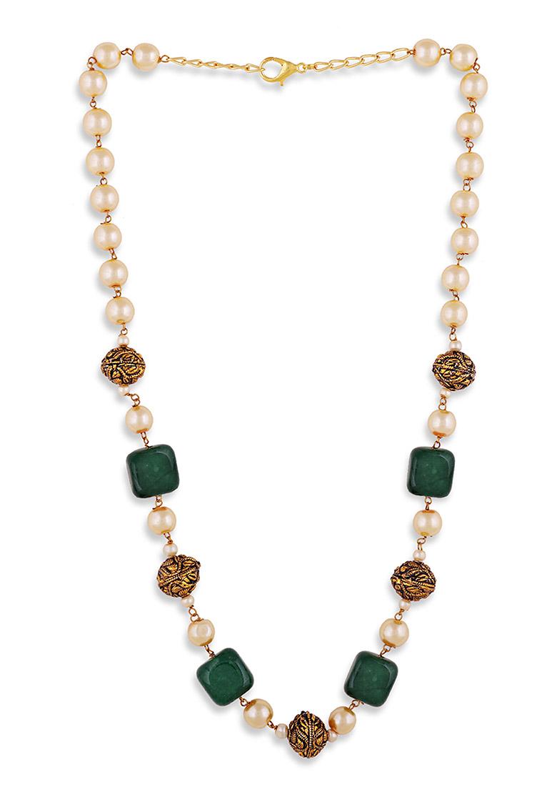 Gold Plated Cubic Zircon American Diamond Necklace - Indya