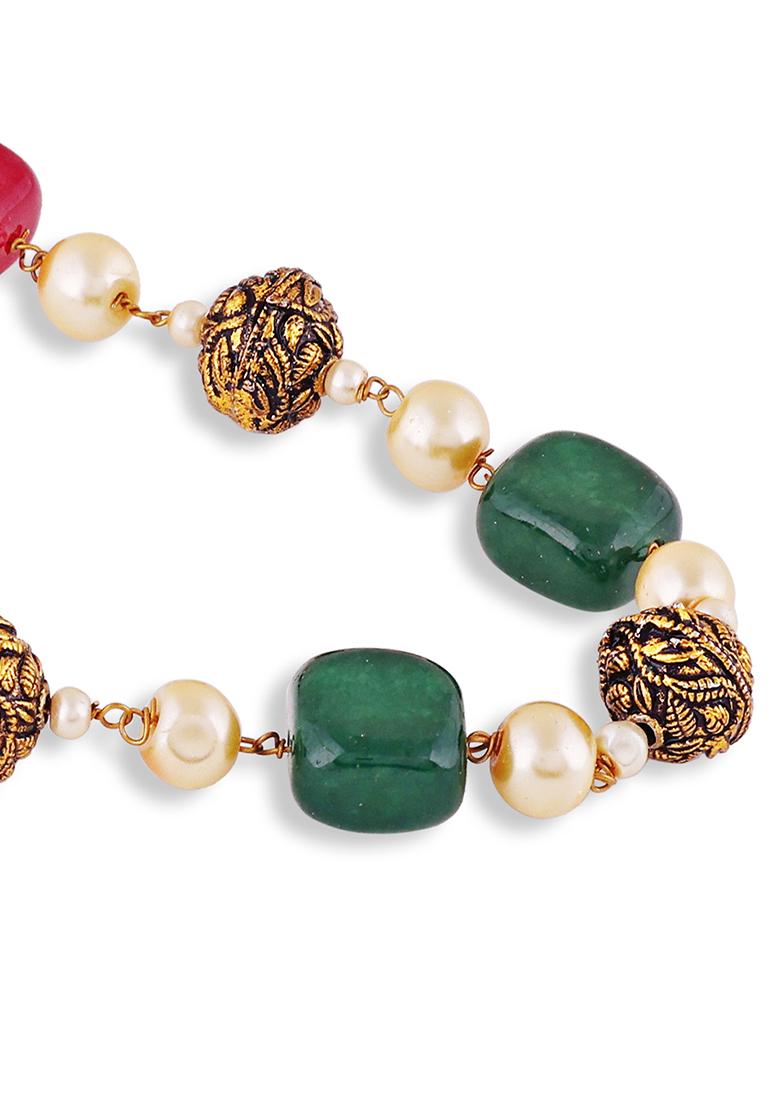 Gold Plated Cubic Zircon American Diamond Necklace - Indya