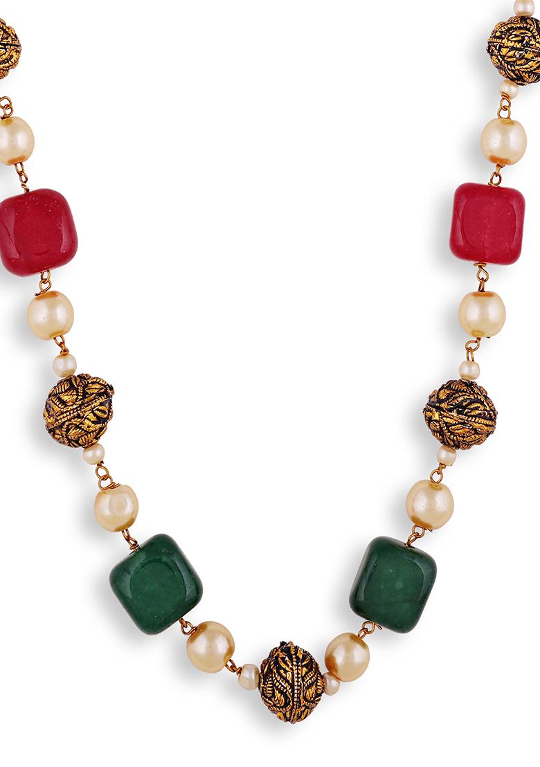 Gold Plated Cubic Zircon American Diamond Necklace - Indya