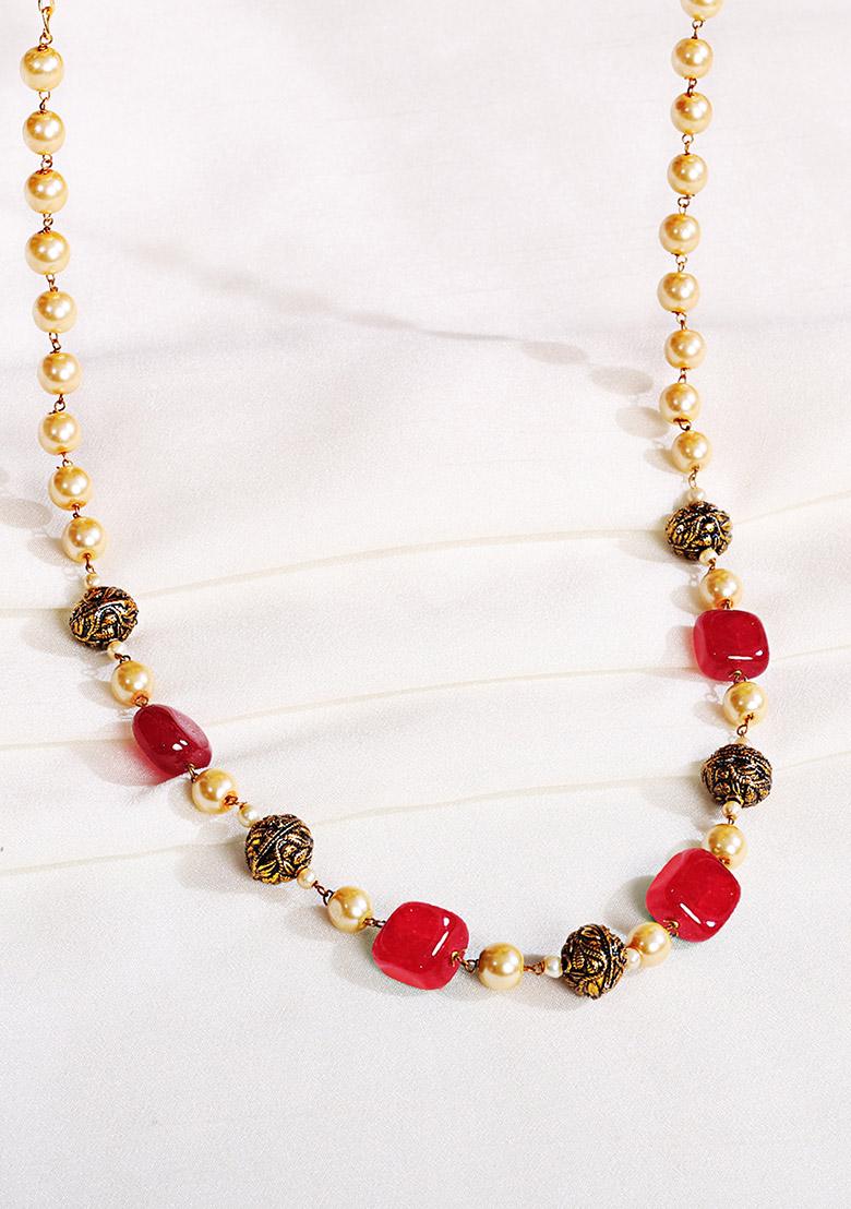 Gold Plated Cubic Zircon American Diamond Necklace - Indya