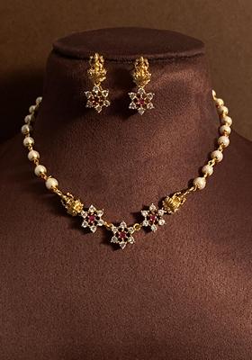 Gold Plated Cubic Zircon American Diamond Necklace