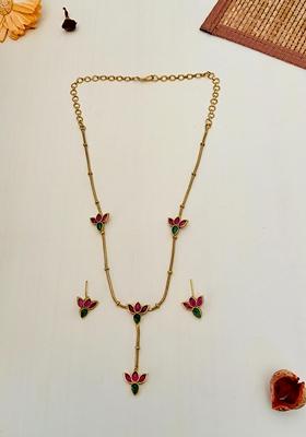 Gold Plated Cubic Zircon American Diamond Necklace