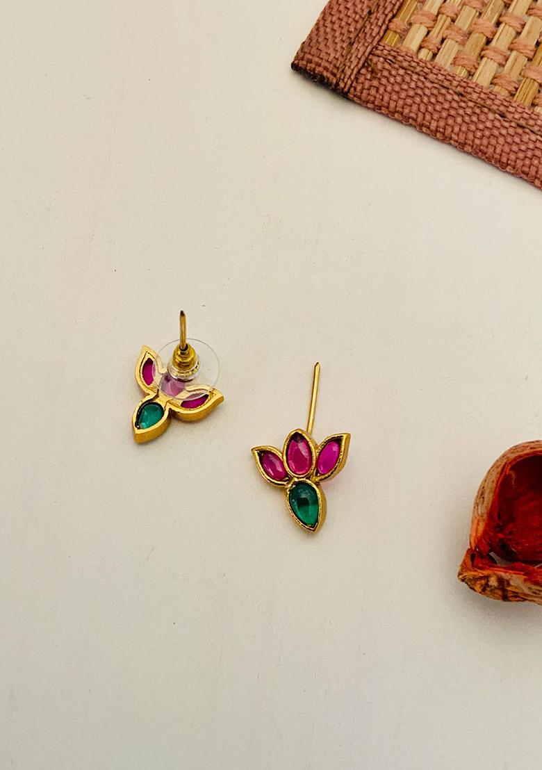 Gold Plated Cubic Zircon American Diamond Necklace - Indya