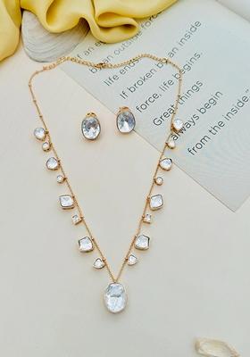 Gold Plated Cubic Zircon American Diamond Necklace