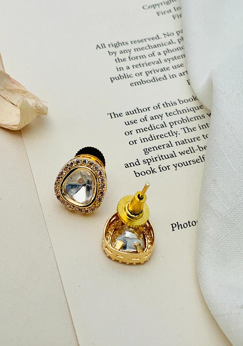 Gold Plated Cubic Zircon American Diamond Necklace - Indya