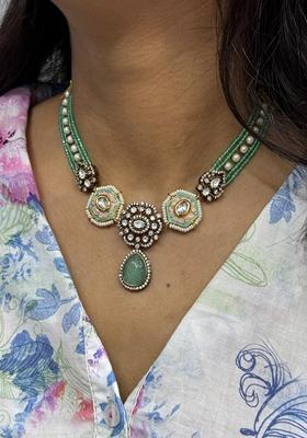 Gold Plated Cubic Zircon American Diamond Necklace