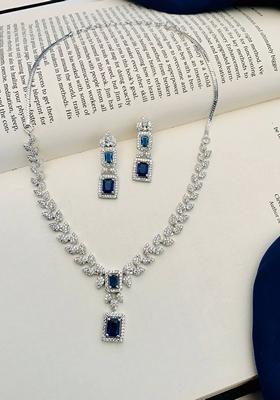 Silver Plated Cubic Zircon American Diamond Necklace