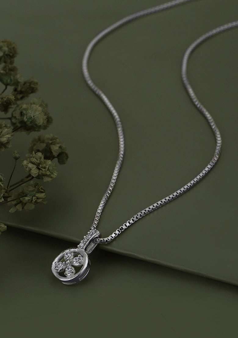 Silver Rhodium Plated Pendant Necklace - Indya