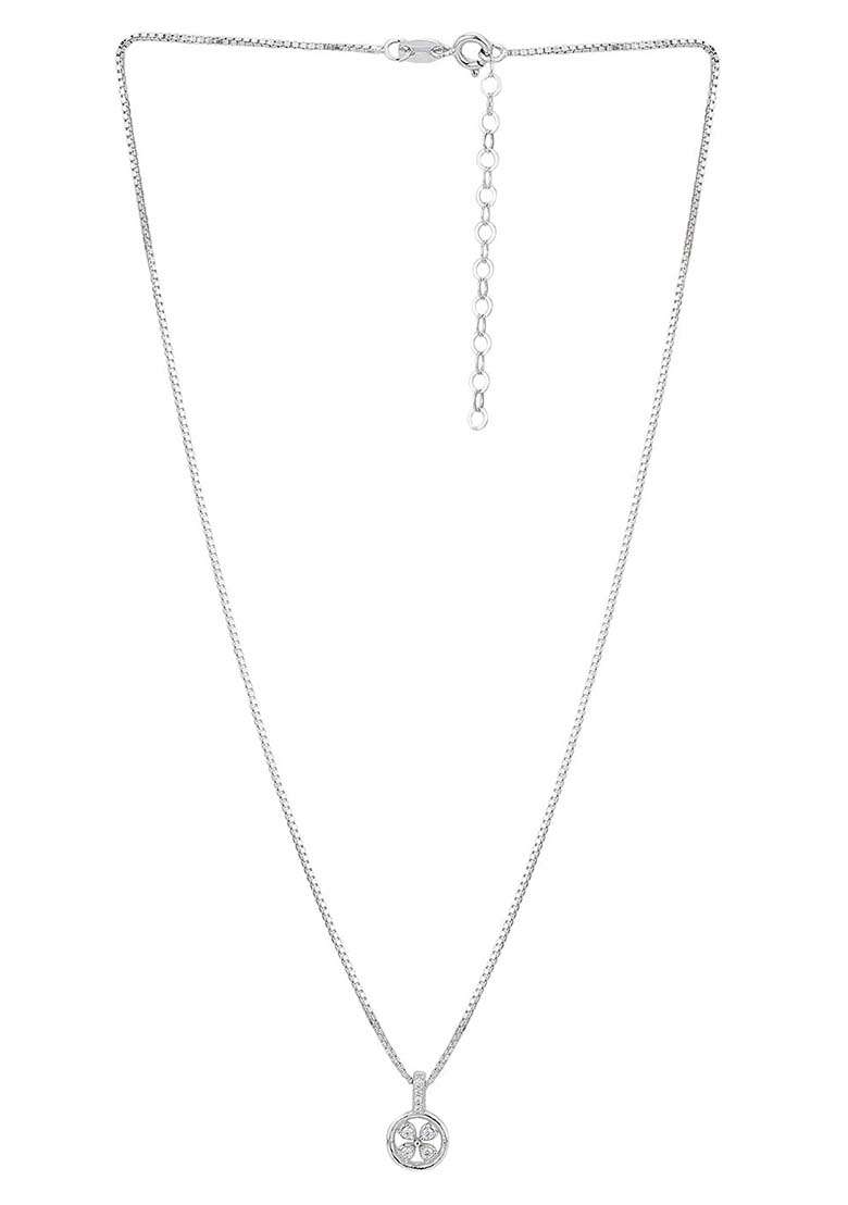 Silver Rhodium Plated Pendant Necklace - Indya