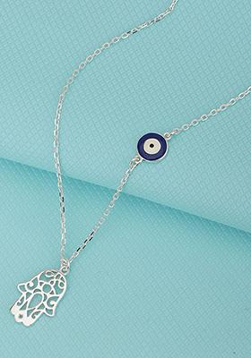 Silver And Blue Rhodium Plated Necklace Chain